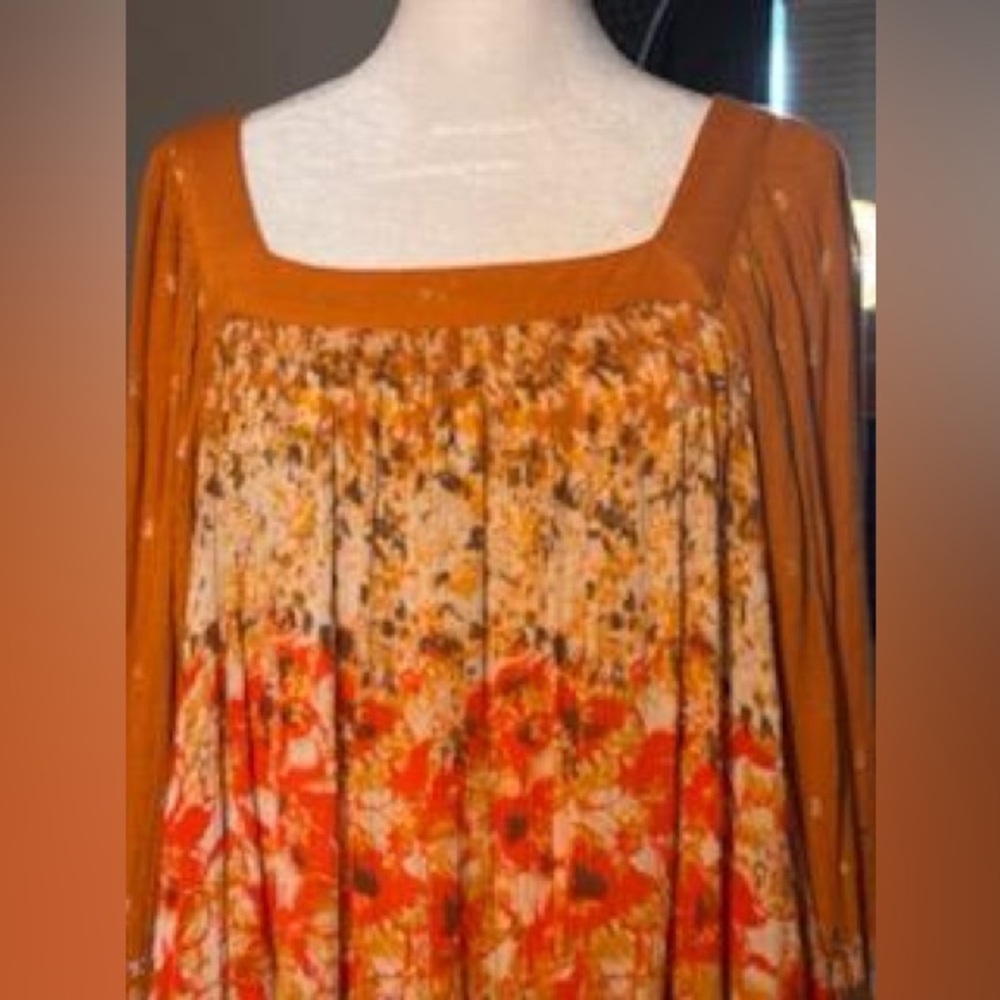Free People Orange and Yellow Floral Tunic Dress - Picture 13 of 14